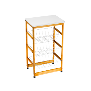 Fruteira de Madeira 3 Prateleiras com Tampo de Plástico